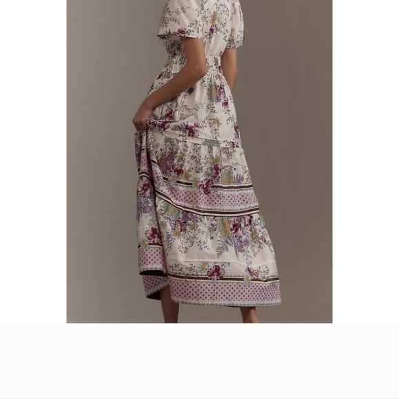 Anthropologie Somerset Floral Maxi Dress in Cream and Pink - Picture 5 of 5